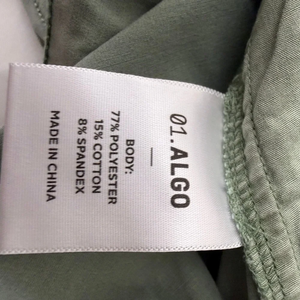 01.Algo Mens Performance Garment Dye 7 Inch Chino Shorts Green 33x7 NEW